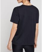 Schwarzes Netz-T-Shirt mit Tasche