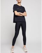 Schwarzes Netz-T-Shirt mit Tasche