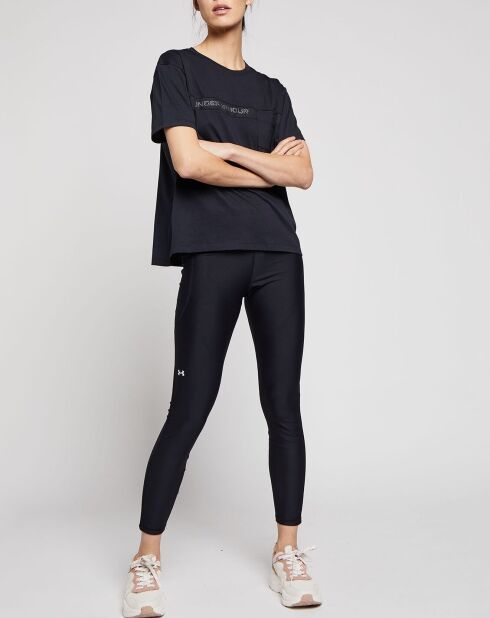 Schwarzes Netz-T-Shirt mit Tasche