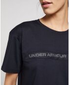 Schwarzes Netz-T-Shirt mit Tasche