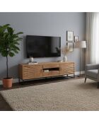 Tv-meubel 2 deuren 2 laden Manguier Solaris II beige - 160x42x50 cm
