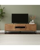 Tv-meubel 2 deuren 2 laden Manguier Solaris II beige - 160x42x50 cm