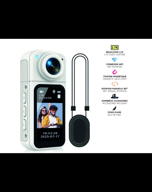 2,7K wifi 180° bodycamera met wit magnetix-model