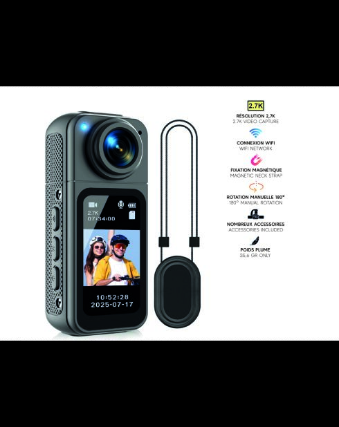 2,7K wifi 180° bodycamera zwart magnetix-model