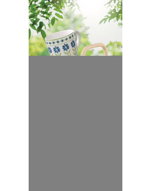 Lot de 2 tasses en porcelaine à motif FLOWERS GARDEN vert/bleu - 350 ml
