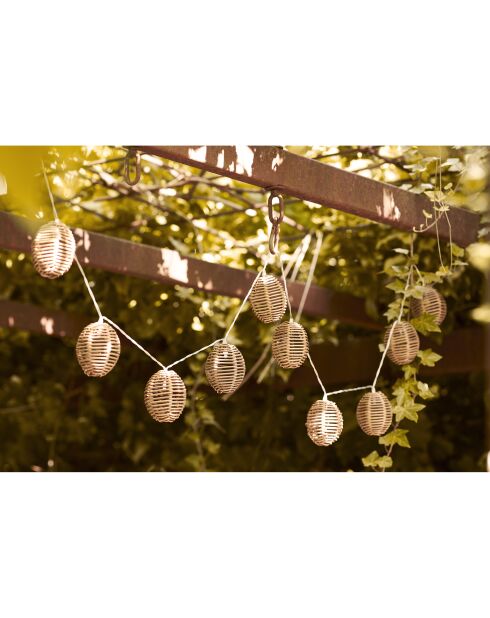 Guirlande lumineuse LED Carlisle en polyrotin/métal naturel/noir - 180x6x6 cm