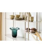 Donkergroene handgeblazen glazen vaas - 25x25x30 cm
