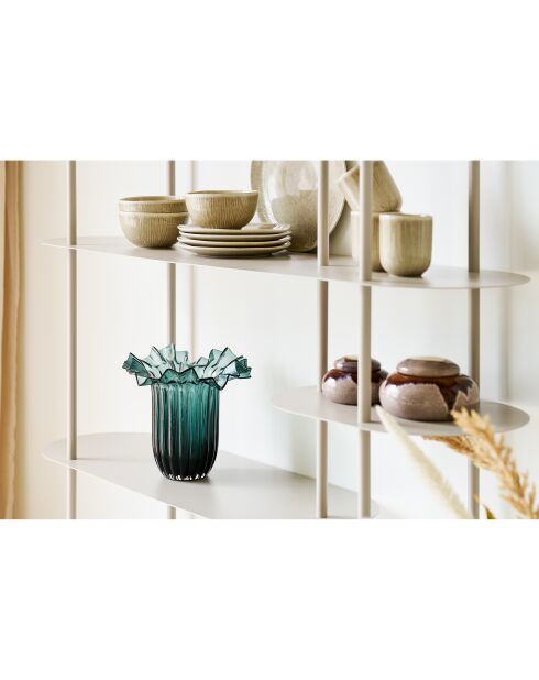 Donkergroene handgeblazen glazen vaas - 25x25x30 cm