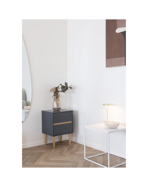 Mesita auxiliar Bisley de madera pintada 2 cajones gris oscuro - 35x40x55 cm