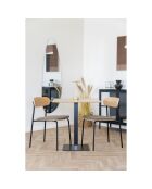 2 sillas de comedor Estepona con respaldo de fresno, asiento marrón y patas negras HN1269 - 51x47x77 cm