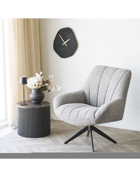 Reloj de pared Vienna con forma orgánica, cemento negro, movimiento silencioso - 35x38x45 cm