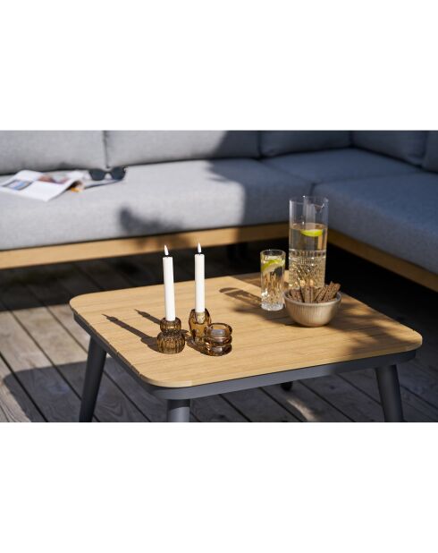 3 Kerzenhalter aus rauchbraunem Glas