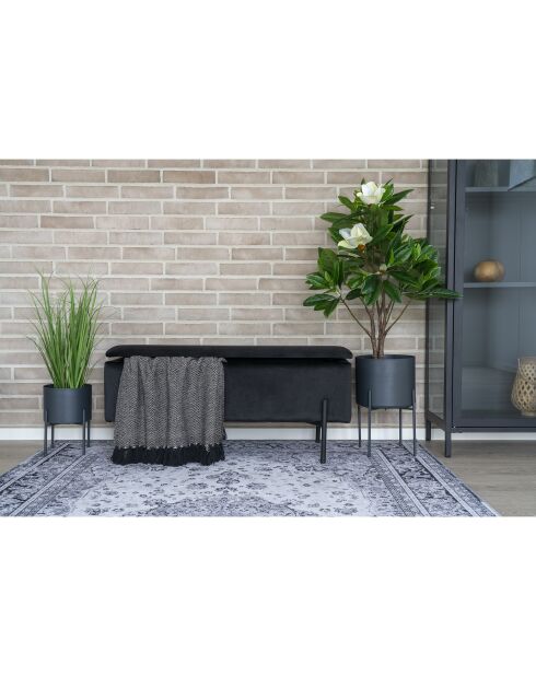 Banco Watford con almacenamiento de terciopelo negro - 36,5 x 95 x 43 cm