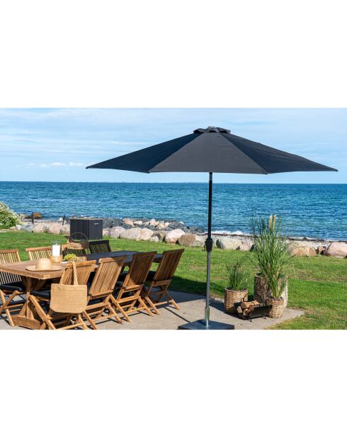 Parasol Houston à manivelle et inclinaison mât en métal noir - 300x300x243 cm