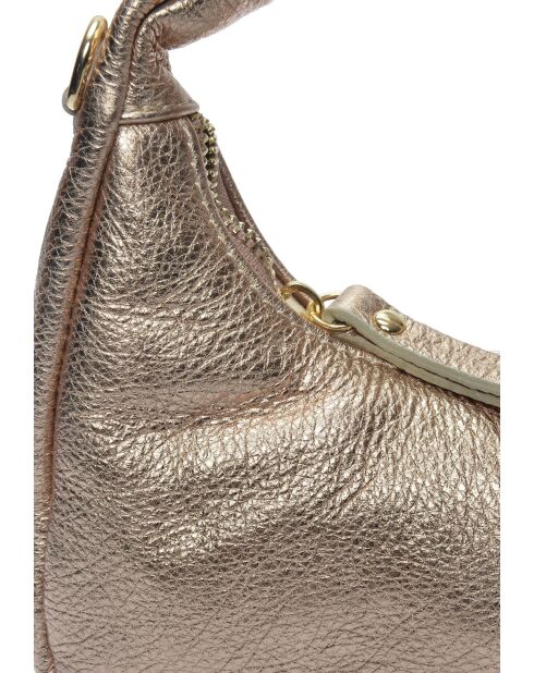 Bolso hobo Lyna de piel color bronce - 10x20,5x6 cm