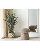 Pouf Enna in pelliccia sintetica marrone - 45x45x45 cm