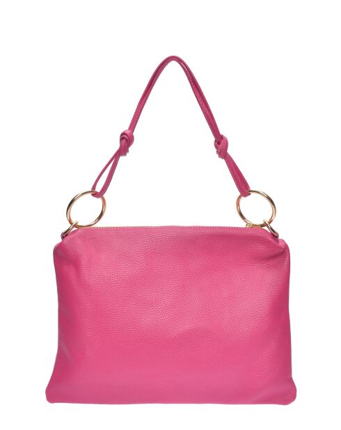 Louna fuchsia leren schoudertas - 25,5x35cm