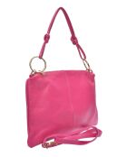 Louna fuchsia leren schoudertas - 25,5x35cm