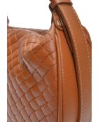 Bolso Loredana de piel coñac - 15x29,5x9 cm