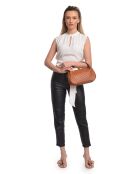 Bolso Loredana de piel coñac - 15x29,5x9 cm