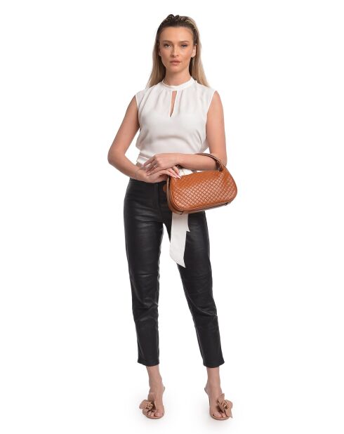 Borsa Loredana in pelle cognac - 15x29,5x9 cm