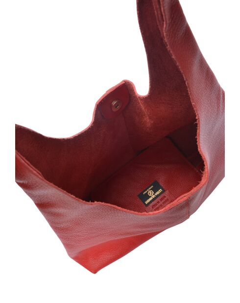 Rode leren Hobo-tas Sofia - 33x43x10 cm