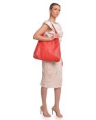 Rode leren Hobo-tas Sofia - 33x43x10 cm