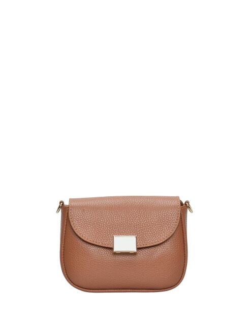 Bandolera Marcella de piel coñac - 12,5x18x7 cm