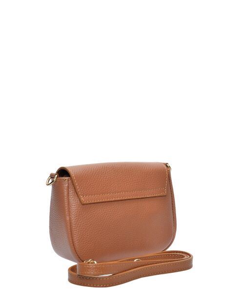 Bandolera Marcella de piel coñac - 12,5x18x7 cm