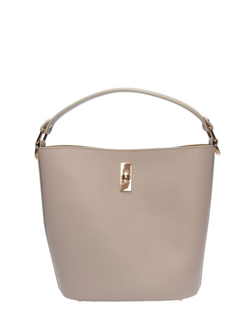 Bolso Daniela de piel beige - 23x22,5x15 cm