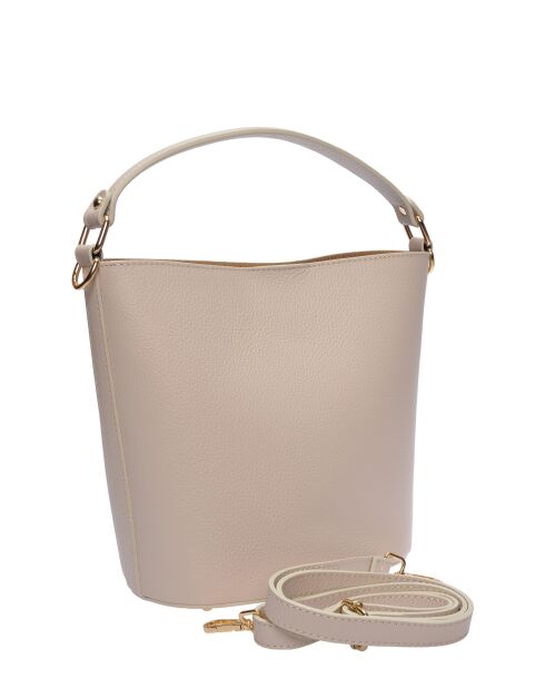Bolso Daniela de piel beige - 23x22,5x15 cm