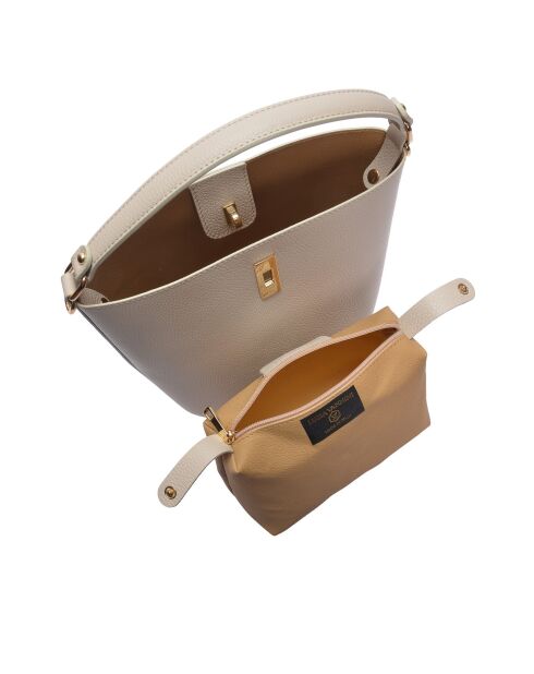 Bolso Daniela de piel beige - 23x22,5x15 cm