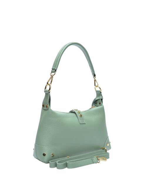 Schultertasche Carlotta aus mintfarbenem Leder - 17x28x7 cm