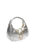 Eleanor Schultertasche aus Leder, silberfarben, 10 x 20,5 x 6 cm