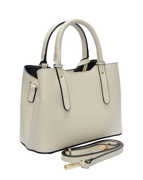 Bolso Luciana de piel beige - 16,5x22x11 cm