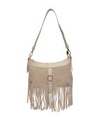 Sac bandoulière en cuir Soléa beige - 16x25.5 cm