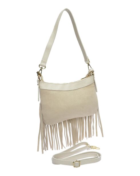 Sac bandoulière en cuir Soléa beige - 16x25.5 cm