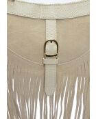 Sac bandoulière en cuir Soléa beige - 16x25.5 cm