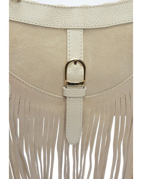 Sac bandoulière en cuir Soléa beige - 16x25.5 cm