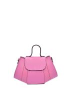 Roze leren handtas Elodie - 17x26x7 cm