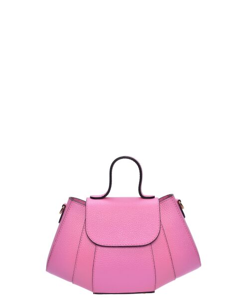Roze leren handtas Elodie - 17x26x7 cm