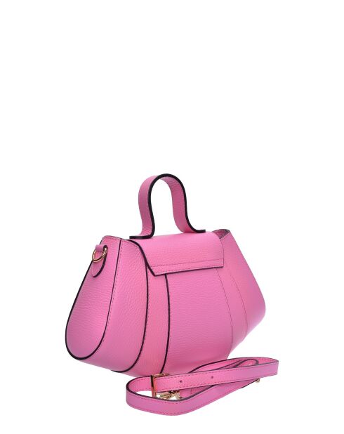 Roze leren handtas Elodie - 17x26x7 cm