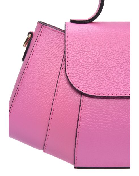 Roze leren handtas Elodie - 17x26x7 cm