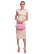 Roze leren handtas Elodie - 17x26x7 cm