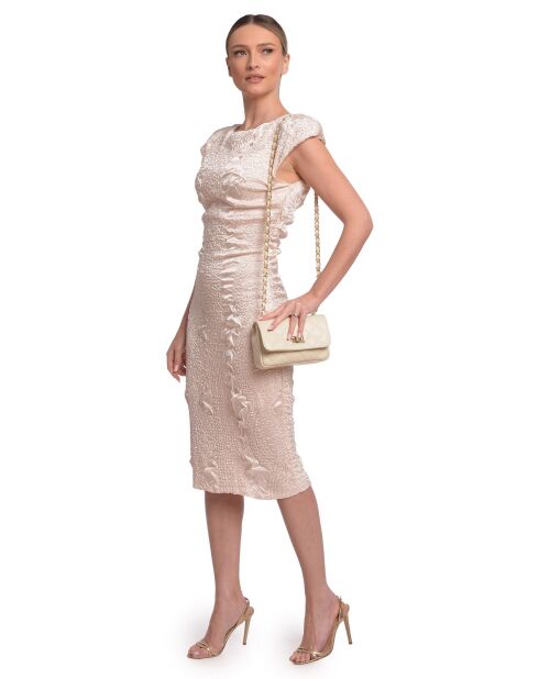 Sac bandoulière en cuir Jade beige - 12x19.5x5 cm