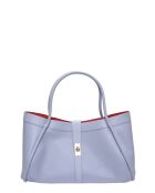 Bandolera de piel Lou celeste - 23x37,5x14 cm