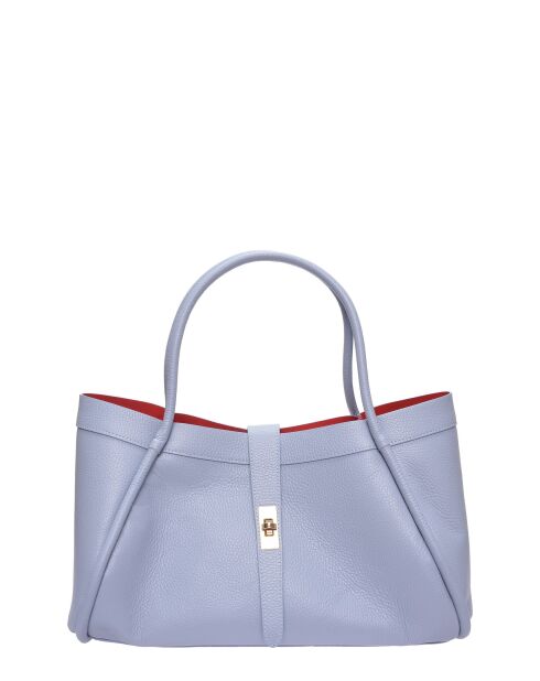 Lou celeste leren schoudertas - 23x37,5x14 cm