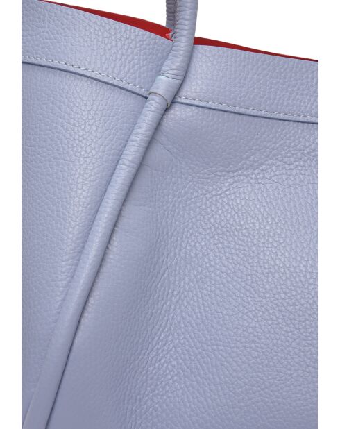 Lou celeste leren schoudertas - 23x37,5x14 cm