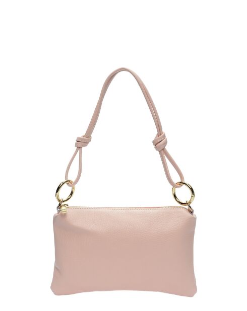 Roze Capucine leren schoudertas - 16x25cm