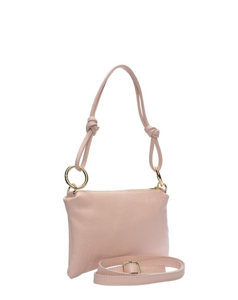 Roze Capucine leren schoudertas - 16x25cm